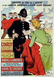 Riproduzione di un poster pubblicitario per i treni da Parigi a Londra, 1899